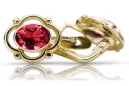 14К жовте золото 14K (585) Ruby Сережки vec033y Російський Радянський СРСР Вінтаж вироби Ар-деко style
