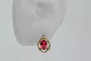 Kolczyki z 14k żółte złoto 14K (585) z Rubinem vec033y Rosyjski styl Vintage Biżuteria Art Deco