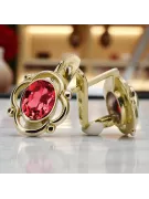 Kolczyki z 14k żółte złoto 14K (585) z Rubinem vec033y Rosyjski styl Vintage Biżuteria Art Deco