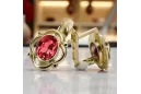 14 كارت من الذهب الأصفر 14K (585) Ruby أقراط vec033y روسي سوفيتي الاتحاد السوفيتي أسلوب فينتاج آرت ديكو style