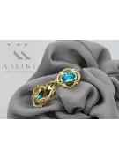 14 Karat Gelbgold 14K (585) Aquamarine ohrringe vec033y Russisch Sowjetisch UdSSR Vintage Handwerk Art Deco style