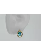14 Karat Gelbgold 14K (585) Aquamarine ohrringe vec033y Russisch Sowjetisch UdSSR Vintage Handwerk Art Deco style