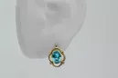 Aur galben 14K 14K (585) Aquamarine cercei vec033y Rusesc Sovietic URSS Vintage Art Deco style