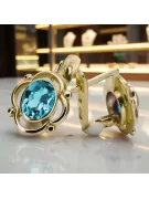 14k geltonas auksas 14K (585) Aquamarine auskarai vec033y Rusų Tarybinis TSRS Vintažinis stilius Art Deco style