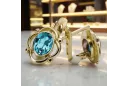 14К жовте золото 14K (585) Aquamarine Сережки vec033y Російський Радянський СРСР Вінтаж стиль Ар-деко style