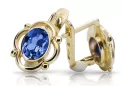 Oro amarillo de 14 quilates 14K (585) Sapphire pendientes vec033y Ruso Soviético URSS Joyería vintage Art Deco style