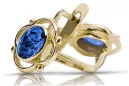 14 كارت من الذهب الأصفر 14K (585) Sapphire أقراط vec033y روسي سوفيتي الاتحاد السوفيتي مجوهرات فينتاج آرت ديكو style
