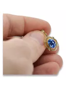 14 كارت من الذهب الأصفر 14K (585) Sapphire أقراط vec033y روسي سوفيتي الاتحاد السوفيتي مجوهرات فينتاج آرت ديكو style