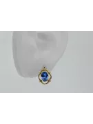 14 كارت من الذهب الأصفر 14K (585) Sapphire أقراط vec033y روسي سوفيتي الاتحاد السوفيتي مجوهرات فينتاج آرت ديكو style