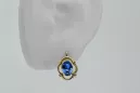 14 كارت من الذهب الأصفر 14K (585) Sapphire أقراط vec033y روسي سوفيتي الاتحاد السوفيتي مجوهرات فينتاج آرت ديكو style
