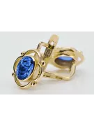 14 كارت من الذهب الأصفر 14K (585) Sapphire أقراط vec033y روسي سوفيتي الاتحاد السوفيتي مجوهرات فينتاج آرت ديكو style