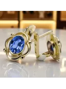 14 كارت من الذهب الأصفر 14K (585) Sapphire أقراط vec033y روسي سوفيتي الاتحاد السوفيتي مجوهرات فينتاج آرت ديكو style