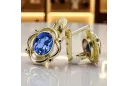 Oro amarillo de 14 quilates 14K (585) Sapphire pendientes vec033y Ruso Soviético URSS Joyería vintage Art Deco style