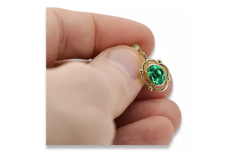 14-ка/желтое золото 14K (585) Emerald Серьги vec033y Русский Советский СССР Винтаж изделия Ар-деко style