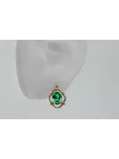14k žluté zlato 14K (585) Emerald náušnice vec033y Russian Soviet USSR Vintage Art Deco style