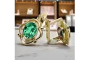 14K жълто злато 14K (585) Emerald Обеци vec033y Руски Съветски СССР Винтидж стил Ар-деко style