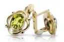 14К жовте золото 14K (585) Yellow Peridot Сережки vec033y Російський Радянський СРСР Вінтаж стиль Ар-деко style