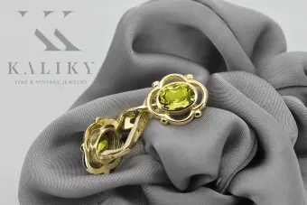 14k κίτρινο χρυσό 14K (585) Yellow Peridot Σκουλαρίκια vec033y Russian Soviet USSR Vintage craft Art Deco style
