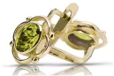 14 Karat Gelbgold 14K (585) Yellow Peridot ohrringe vec033y Russisch Sowjetisch UdSSR Vintage Handwerk Art Deco style