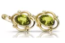 14К жовте золото 14K (585) Yellow Peridot Сережки vec033y Російський Радянський СРСР Вінтаж стиль Ар-деко style