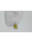 14 Karat Gelbgold 14K (585) Yellow Peridot ohrringe vec033y Russisch Sowjetisch UdSSR Vintage Handwerk Art Deco style