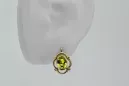 Or jaune 14 carats 14K (585) Yellow Peridot des boucles d'oreilles vec033y Russe Soviétique URSS Vintage Art Deco style