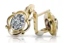 Oro amarillo de 14 quilates 14K (585) Zircon pendientes vec033y Ruso Soviético URSS Estilo vintage Art Deco style