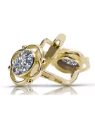 Or jaune 14 carats 14K (585) Zircon des boucles d'oreilles vec033y Russe Soviétique URSS Bijoux vintage Art Deco style