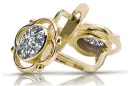 Oro amarillo de 14 quilates 14K (585) Zircon pendientes vec033y Ruso Soviético URSS Estilo vintage Art Deco style
