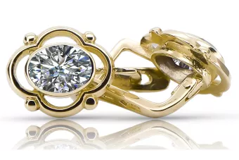 Yellow 14k gold 14K (585) Zircon earrings vec033y Russian Soviet USSR Vintage Art Deco style