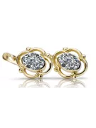 14 Karat Gelbgold 14K (585) Zircon ohrringe vec033y Russisch Sowjetisch UdSSR Vintage Stil Art Deco style