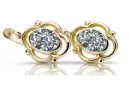 Yellow 14k gold 14K (585) Zircon earrings vec033y Russian Soviet USSR Vintage Art Deco style