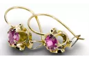 Gelb 14 Karat Gold 14k (585) Amethyst-Ohrringe Vec035Y Russischer sowjetischer UdSSR-Weinlese-Handwerk-Art-Deko-Art