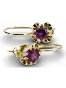 Yellow 14k gold 14K (585) Amethyst earrings vec035y Russian Soviet USSR Vintage craft Art Deco style