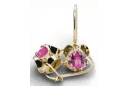 Yellow 14k gold 14K (585) Amethyst earrings vec035y Russian Soviet USSR Vintage craft Art Deco style