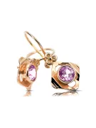 14k Rose Red Gold 14k 583 Pendientes de amatista VEC017R Russian Soviet USS Vintage Art Deco Style