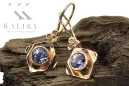 Or rose rouge 14 carats 14k 583 Alexandrite des boucles d'oreilles vec017r Russe Soviétique URSS Bijoux vintage Art Deco style