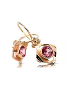 14K a crescut aur roșu 14k 583 Ruby cercei vec017r Rusesc Sovietic URSS Vintage Art Deco style