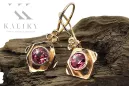 14K a crescut aur roșu 14k 583 Ruby cercei vec017r Rusesc Sovietic URSS Vintage Art Deco style