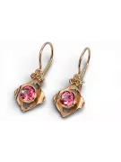 14K rose red gold 14k 583 Ruby earrings vec017r Russian Soviet USSR Vintage style Art Deco style