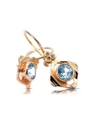 14K розово червено злато 14k 583 Aquamarine Обеци vec017r Руски Съветски СССР Винтидж стил Ар-деко style