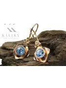 čtrnásťkaraté ružové zlato 14k 583 Aquamarine náušnice vec017r Russian Soviet USSR Vintage Jewlery Art Deco style