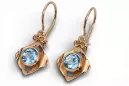 čtrnásťkaraté ružové zlato 14k 583 Aquamarine náušnice vec017r Russian Soviet USSR Vintage Jewlery Art Deco style