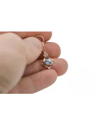 14K розово червено злато 14k 583 Aquamarine Обеци vec017r Руски Съветски СССР Винтидж стил Ар-деко style