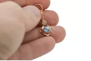 čtrnásťkaraté ružové zlato 14k 583 Aquamarine náušnice vec017r Russian Soviet USSR Vintage Jewlery Art Deco style