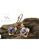 čtrnásťkaraté ružové zlato 14k 583 Sapphire náušnice vec017r Russian Soviet USSR Vintage craft Art Deco style