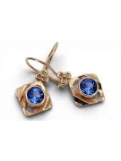 Розовое золото 14 карат 14k 583 Sapphire Серьги vec017r Русский Советский СССР Винтаж украшения Ар-деко style