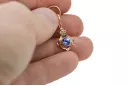čtrnásťkaraté ružové zlato 14k 583 Sapphire náušnice vec017r Russian Soviet USSR Vintage craft Art Deco style