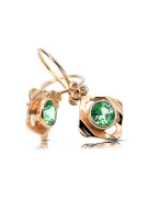 čtrnáctinová růžová zlata 14k 583 Emerald náušnice vec017r Russian Soviet USSR Vintage Jewlery Art Deco style
