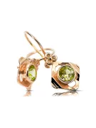 čtrnáctinová růžová zlata 14k 583 Yellow Peridot náušnice vec017r Russian Soviet USSR Vintage Jewlery Art Deco style